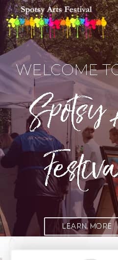 The Spotsy Arts Festival Mobile Website Design for Pixel 2 XL, before we redesigned it.