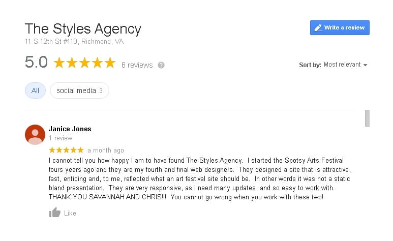 I cannot tell you how happy I am to have found The Styles Agency. I started the Spotsy Arts Festival fours years ago and they are my fourth and final web designers. They designed a site that is attractive, fast, enticing and, to me, reflected what an art festival site should be. In other words it was not a static bland presentation. They are very responsive, as I need many updates, and so easy to work with. THANK YOU SAVANNAH AND CHRIS!!! You cannot go wrong when you work with these two!