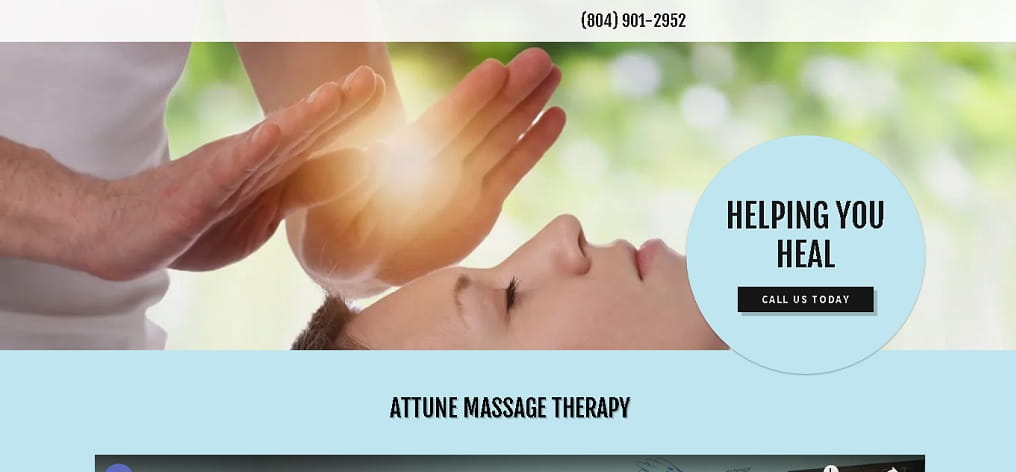 Attune Massage Therapy Desktop Version - Before Redesign