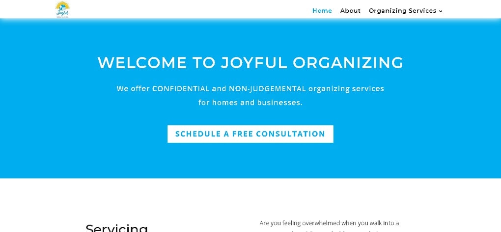 Joyful Organizing Website Design Desktop Version designed by The Styles Agency.