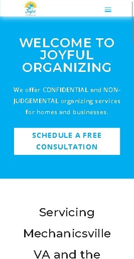 Joyful Organizing Website Design Mobile Version designed by The Styles Agency.