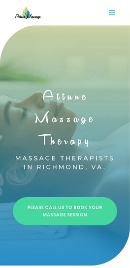 Attune Massage Therapy New Website Screenshot - Mobile Version