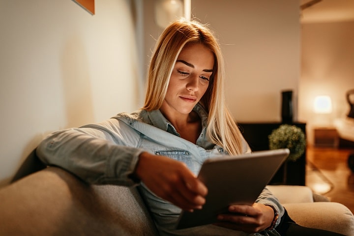 Woman browsing the web